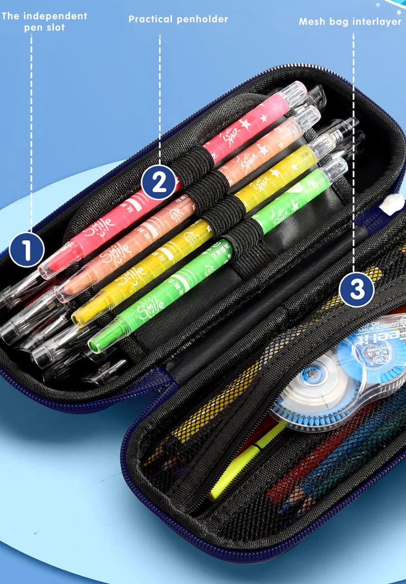 FEWOFJ 3D Space Rocket Pencil Case for Kids Boys, Waterproof Pencil Box with Compartments Pen Pouch (Dark Blue) - Image 5